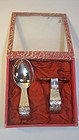 Old Chinese Export Silver Baby Food Pusher Set Marked