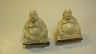 Pair Of Beautiful Old Chinese Ivory Buddha Earrings