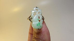 A Beautiful Vintage Chinese Silver Jadeite Ring Marked