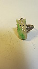A Beautiful Vintage Chinese Silver Jadeite Ring Marked