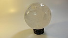 A Beautiful Vintage Rock Crystal Ball With Wood Stand