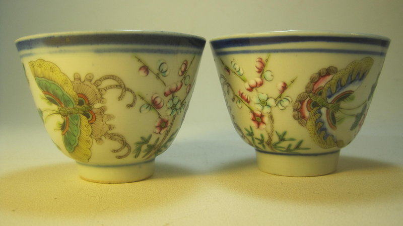 19th C. Chinese Famille Rose Porcelain Wine / Tea Cups