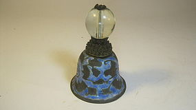 A Chinese Enamel Bell With Peking Glass Hat Ball