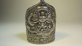 A Beautiful Antique Chinese Dragon Silver Cuff Marked