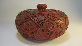 19th/20th Qing Dynasty Chinese Red Cinnabar Lacquer Box