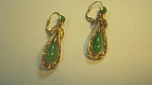 Beautiful Antique 14k Chinese Jadeite Earrings Marked