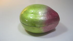 A Early 20th C. Chinese Canton Enamel Peach Box MK