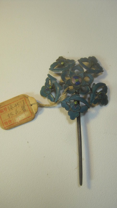 Late Qing Dynasty Chinese Silver Enamel Hair Pin