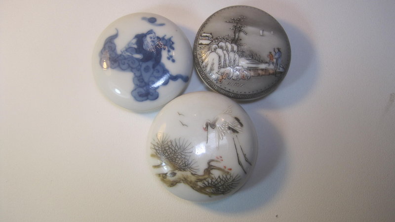 3 Pcs Early 20th C. Chinese Porcelain Ink Box Marked