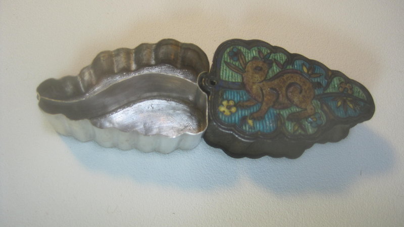 Late 19th C. Chinese Silver Enamel Pill Box Marked