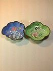 Two Beautiful Old Chinese Canton Enamel Dishes Marked