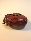 Hand Carved Old Chinese Rose Wood Box Gourd Shape