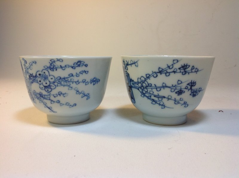 Two 19th C. Chinese Blue and White Porcelain Tea Cups