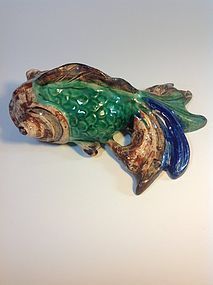 A Nice Late 19th C. Chinese Shiwan Pottery Fish Signed