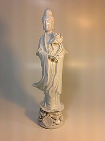 Early 20th C. Chinese Porcelain Blanc De Chine Guanyin