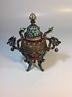 A Beautiful Old Chinese Silver Enamel Burner Marked