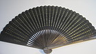 Old Chinese Paper Fan with Embroidery Fan Case