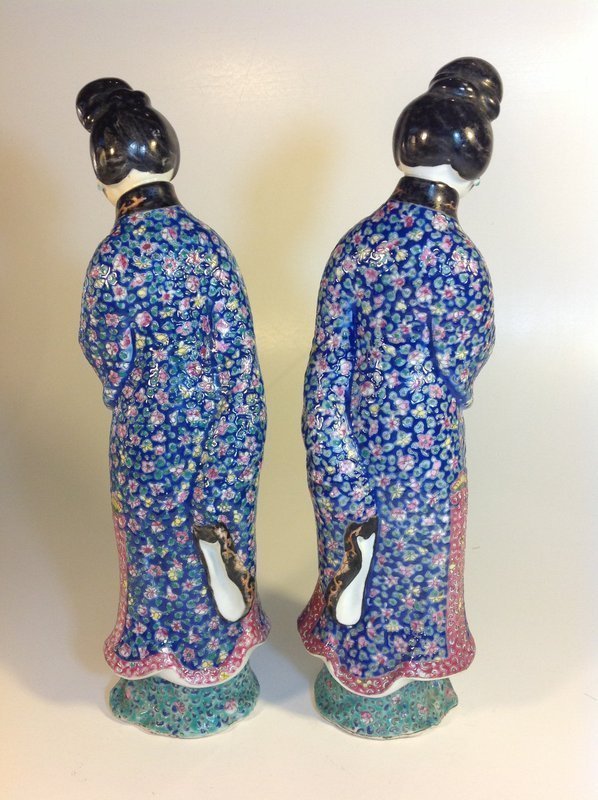 Pair Of 19th C. Chinese Porcelain Famille Rose Figure