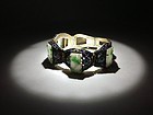 Beautiful Old Chinese Silver Enamel Jadeite Bracelet