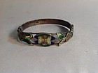Early 20th C. Chinese Silver Enamel Bangle Marked