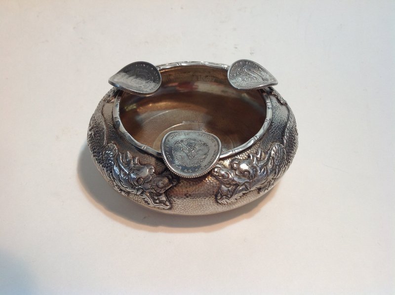 Early 20th C. Chinese Export Silver Ash Tray Marked
