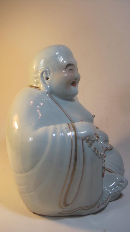 Early 20th C. Chinese White Porcelain Buddha Marked