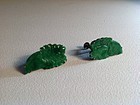 Late 19th/20th Chinese Jadeite Earrings Silver Backing
