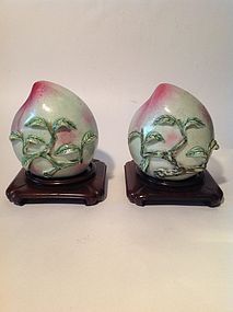 Pair Of Late 19th/20th C. Chinese Altar Fruit Peaches