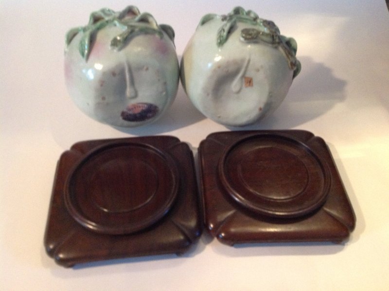 Pair Of Late 19th/20th C. Chinese Altar Fruit Peaches