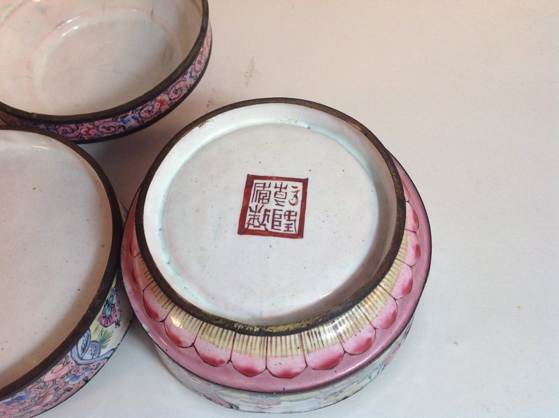 19th/20th C. Chinese Painted Canton Enamel Boxes