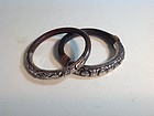 Two Beautiful Of Old Chinese Rattan Bangles With Silver