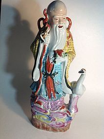 Early 20th C. Chinese Porcelain Longevity Buddha Figurine Marked