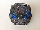 Beautiful Early 20th C. Chinese Silver Enamel Square Box Marked