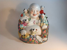 Mid 20th C. Chinese Large Size Porcelain Famille Rose Buddha