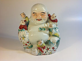 Early 20th C. Chinese Famille Rose Porcelain Buddha Marked
