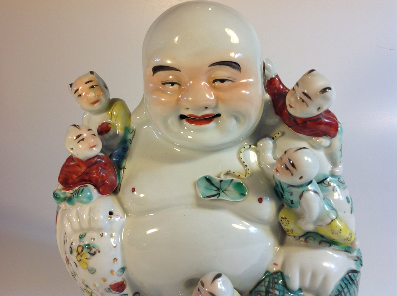 Early 20th C. Chinese Famille Rose Porcelain Buddha Marked