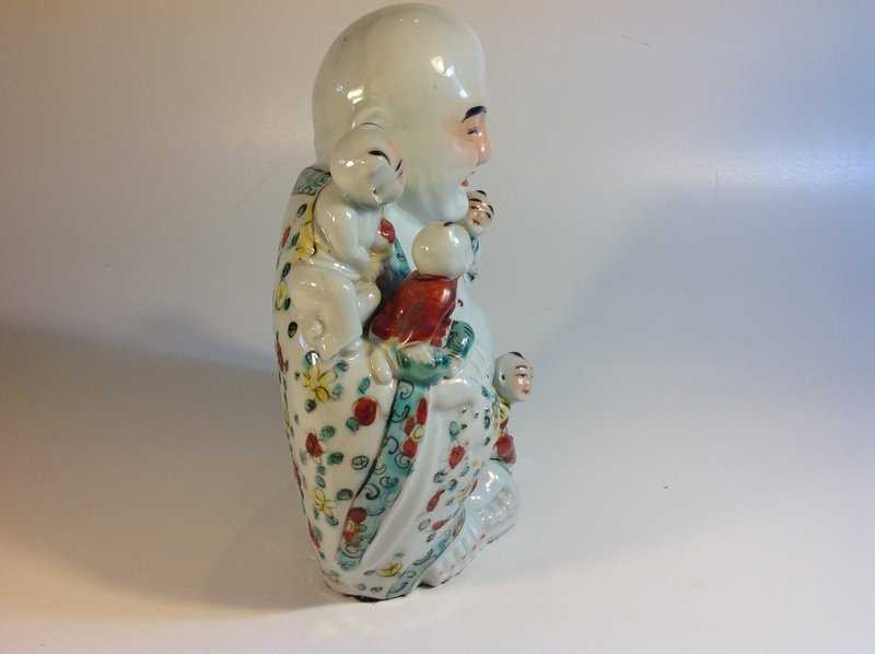 Early 20th C. Chinese Famille Rose Porcelain Buddha Marked