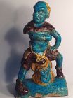 Chinese Ming Dynasty Roof Tile Figure Turquoise Demon Guardian