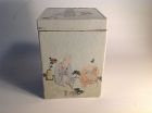 19th C. Chinese Famille Rose  Square Porcelain Lided Box Signed