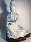 Early 20th C. Chinese Blanc De Chine Porcelain Guanyin Marked