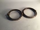 Two Beautiful Antique Chinese Silver Rattan Bangles Signed