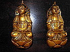 Rare gilt-lacquered wood figures of Bodhisatva