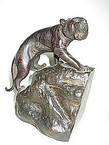 An Exquisite Meiji Period Signed Japanese Bronze Tiger