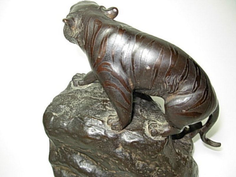 An Exquisite Meiji Period Signed Japanese Bronze Tiger