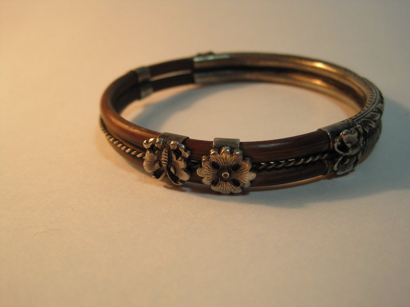 A 19th C. Chinese Sterling Silver  Rattan Bangle