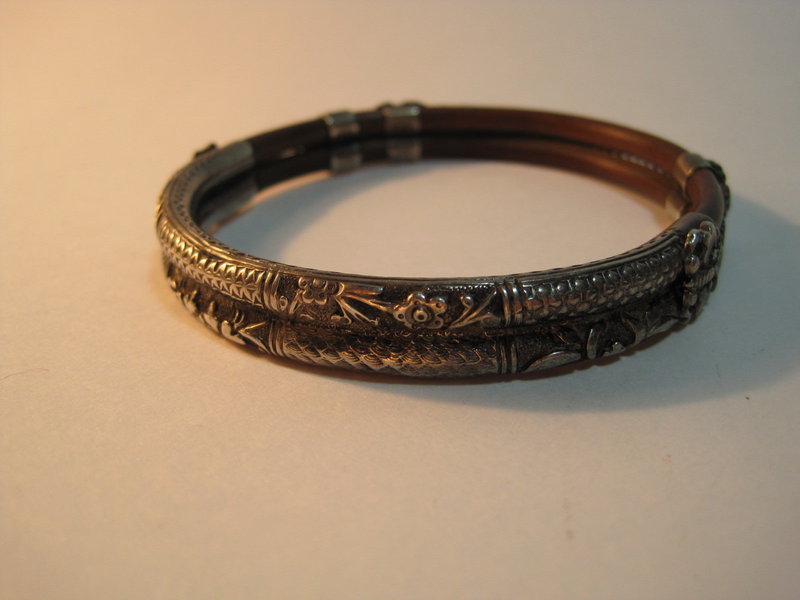A 19th C. Chinese Sterling Silver  Rattan Bangle