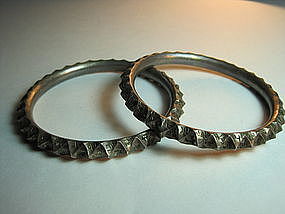 A Pair of Early 20th C. Chinese Sterling Silver Bangles