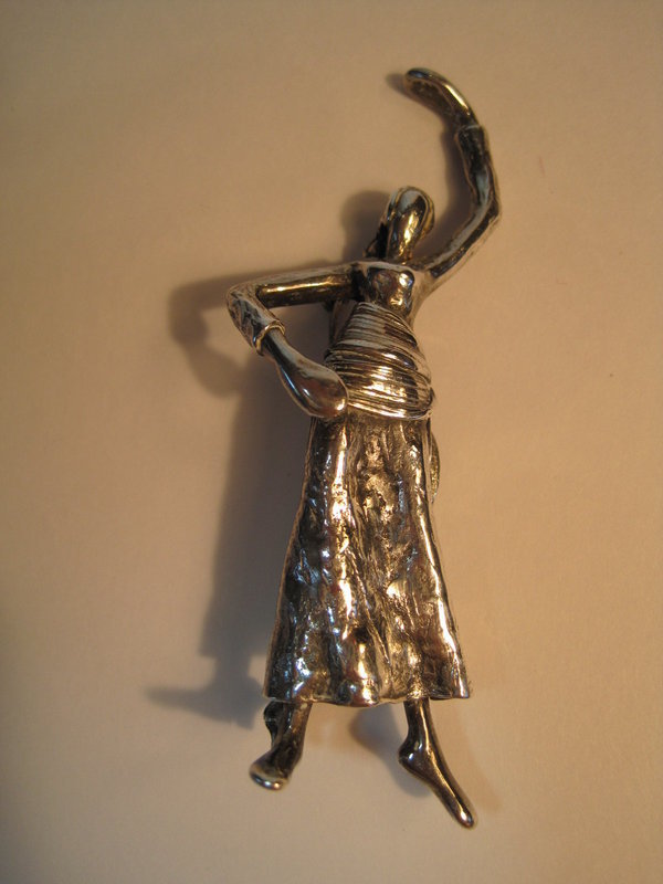 Early 20th C. Chinese Art Deco Sterling Silver Brooch