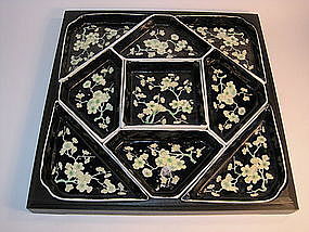 A 19th/20th C. Chinese famille noire porcelian tray