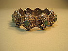 Early 20th C. Chinese Sterling Silver & Jade Bracelet